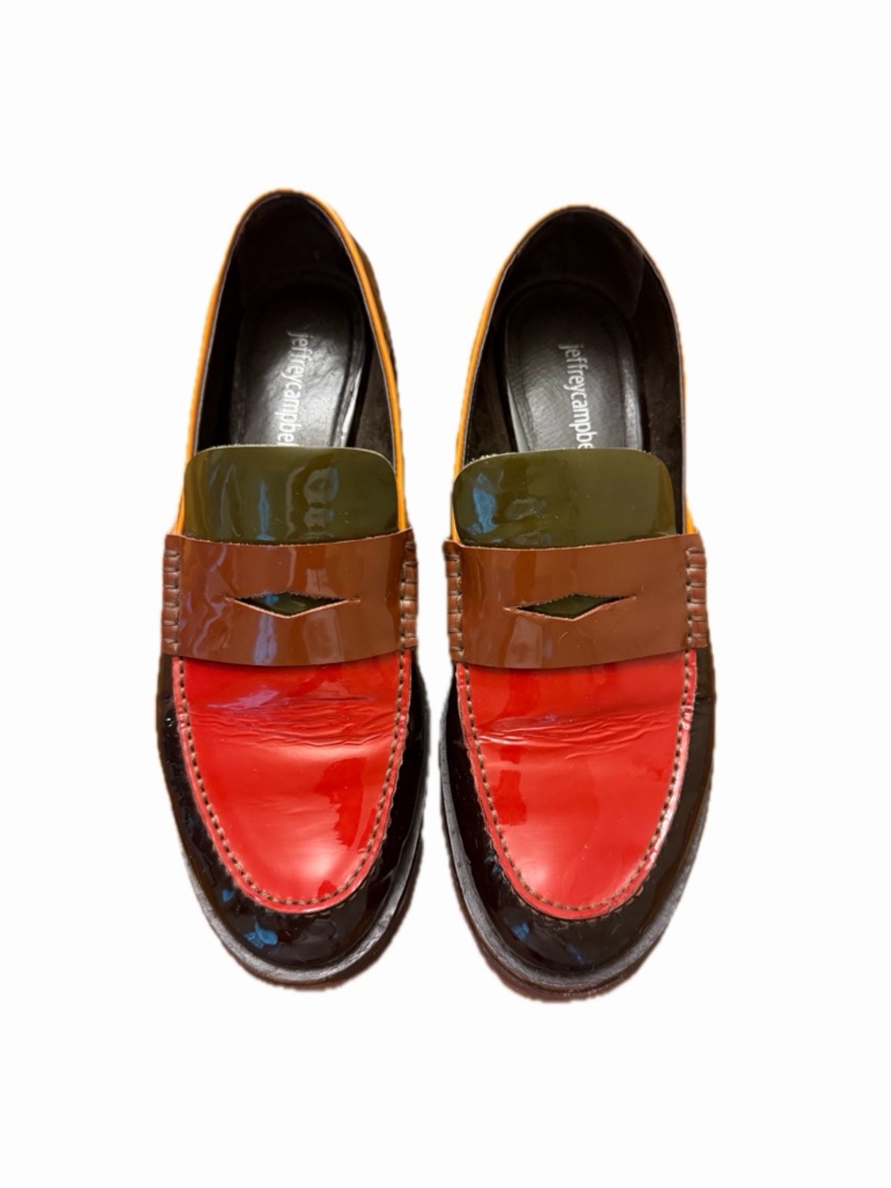 Jeffrey Campbell Colorblock Patent Leather Penny Loafers Women’s Size 9 - Picture 8 of 8